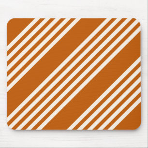 Beige and burnt orange five stripe pattern mouse mat