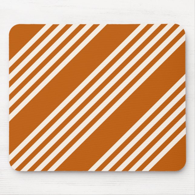 Beige and burnt orange five stripe pattern mouse mat (Front)
