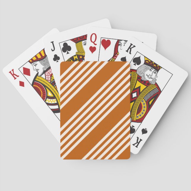Beige and burnt orange five stripe pattern playing cards (Back)