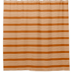 Beige and burnt orange five stripe pattern shower curtain