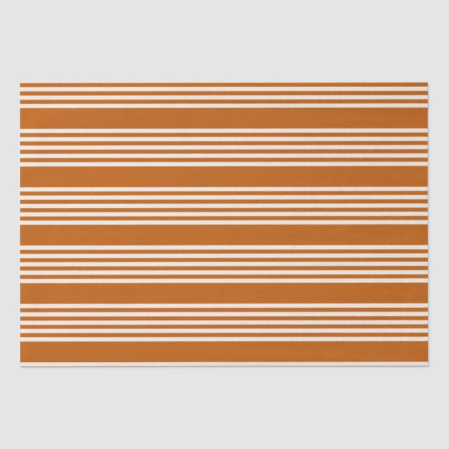 Beige and burnt orange five stripe pattern tissue paper (Front)