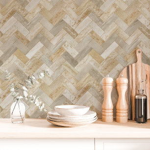 Beige and Cream Herringbone Chevron Wallpaper