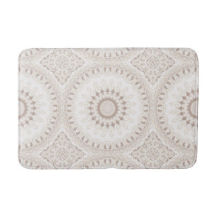 Beige and Cream Mandala Pattern Bath Mat