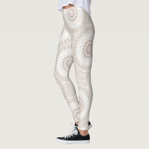 Beige and Cream Mandala Pattern Leggings