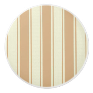 Beige and cream ticking stripes ceramic knob