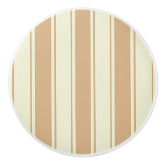 Beige and cream ticking stripes ceramic knob