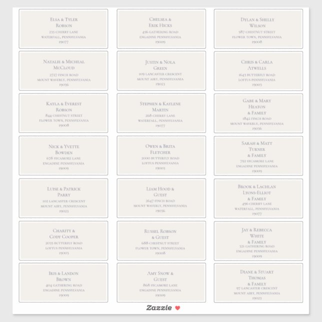 Beige and Dusty Purple Guest Address Labels (Sheet)