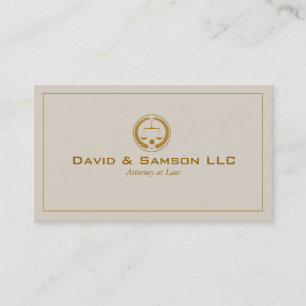 Beige And Gold Classic Attorney At Law Business Card