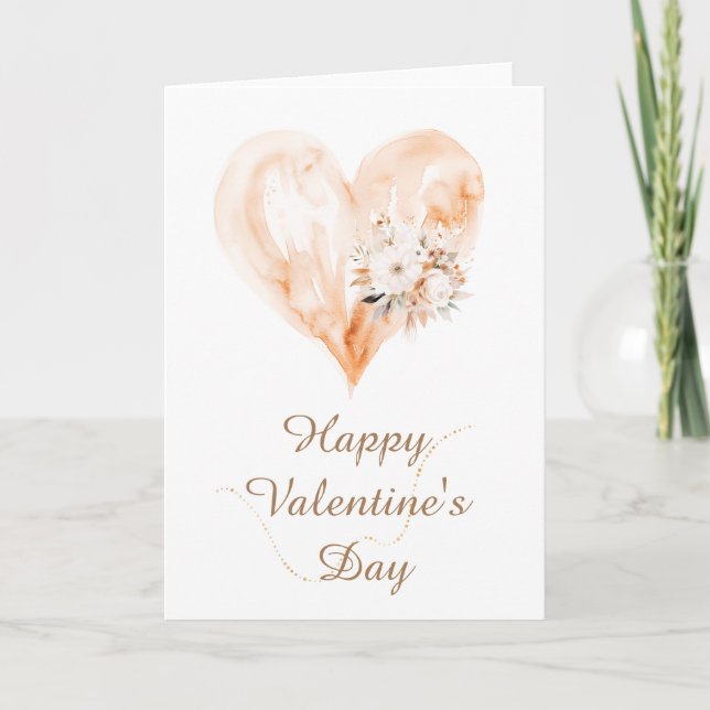 beige and gold elegant valentine's card (Front)