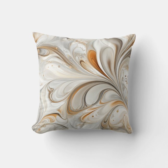 Beige and Gold Marble Decorative Throw Pillow (Front)