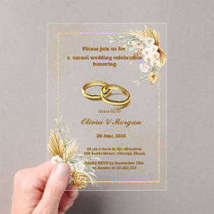 Beige and Gold Simple acrylic wedding invitations