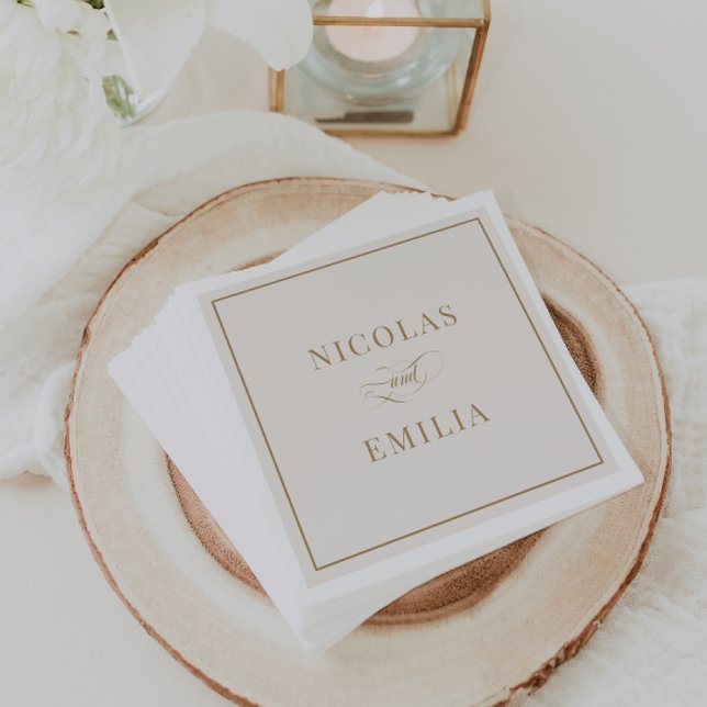 Beige and Gold Simple Classic Wedding Napkin (Creator Uploaded)