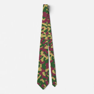 Beige and Green Camo in Maroon Tie