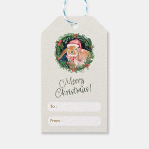 Beige and Green Christmas Greeting Tag