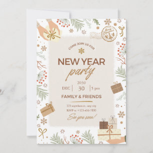 Beige And Green Merry Christmas Holiday Card
