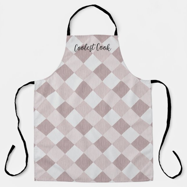 Beige and Grey Geometric Patchwork Pattern Oblique Apron (Front)