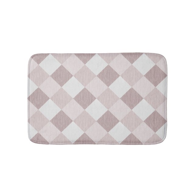 Beige and Grey Geometric Patchwork Pattern Oblique Bath Mat (Front)