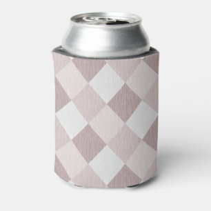 Beige and Grey Geometric Patchwork Pattern Oblique Can Cooler