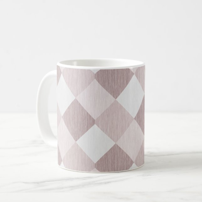 Beige and Grey Geometric Patchwork Pattern Oblique Coffee Mug (Front Left)