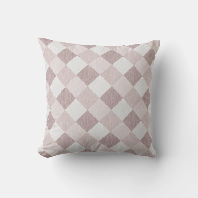 Beige and Grey Geometric Patchwork Pattern Oblique Cushion (Front)