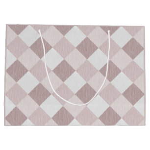 Beige and Grey Geometric Patchwork Pattern Oblique Large Gift Bag