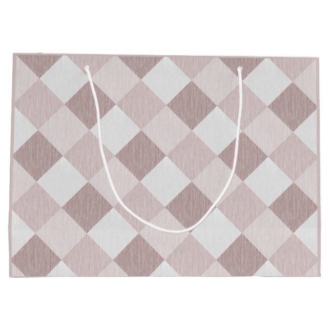 Beige and Grey Geometric Patchwork Pattern Oblique Large Gift Bag (Back)