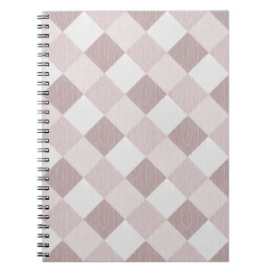Beige and Grey Geometric Patchwork Pattern Oblique Notebook