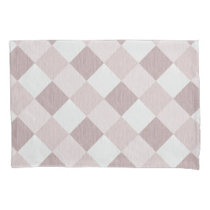 Beige and Grey Geometric Patchwork Pattern Oblique Pillowcase