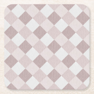 Beige and Grey Geometric Patchwork Pattern Oblique Square Paper Coaster