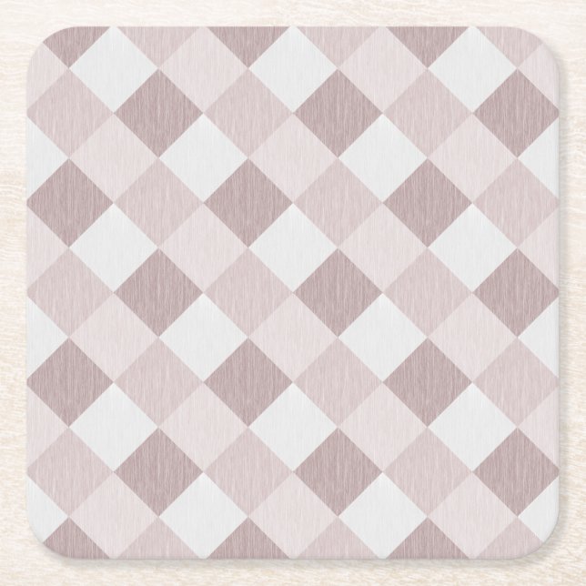 Beige and Grey Geometric Patchwork Pattern Oblique Square Paper Coaster (Front)