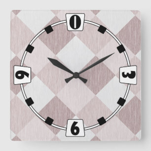 Beige and Grey Geometric Patchwork Pattern Oblique Square Wall Clock