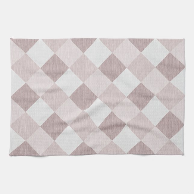 Beige and Grey Geometric Patchwork Pattern Oblique Tea Towel (Horizontal)