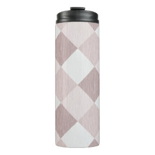Beige and Grey Geometric Patchwork Pattern Oblique Thermal Tumbler