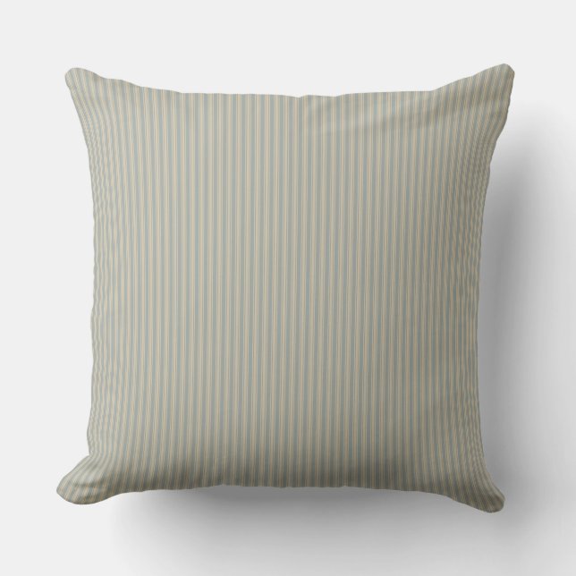 Beige and Grey Ticking Stripe Cushion (Front)