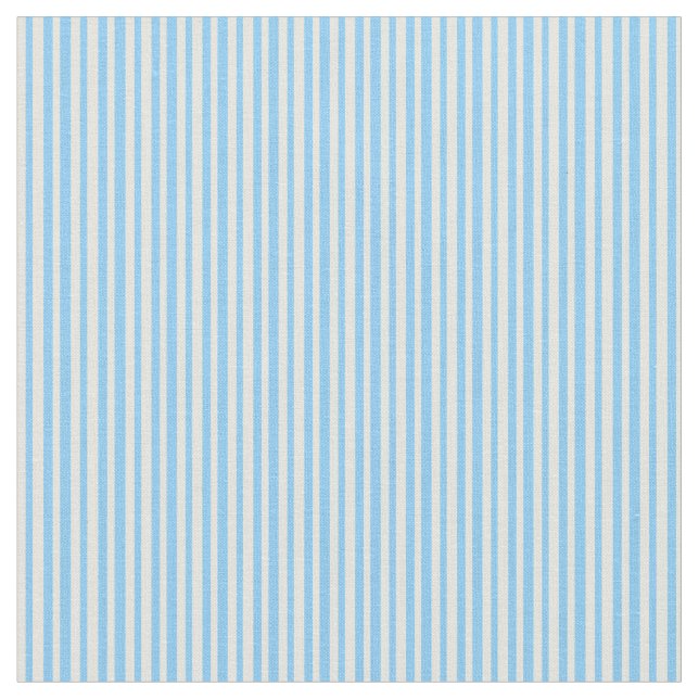 Beige and Light Sky Blue Stripes Fabric (Close Up)