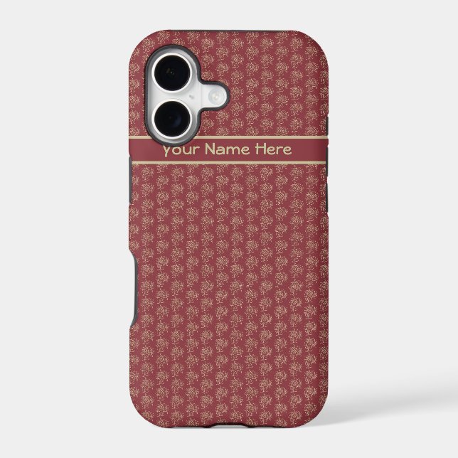 Beige and Maroon Floral Mini-print Pattern (Back)