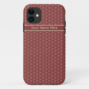 Beige and Maroon Floral Mini-print Pattern iPhone 11 Case