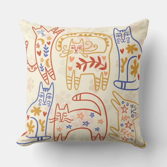 Beige and Orange Blue Simple Creative cat Cushion (Front)
