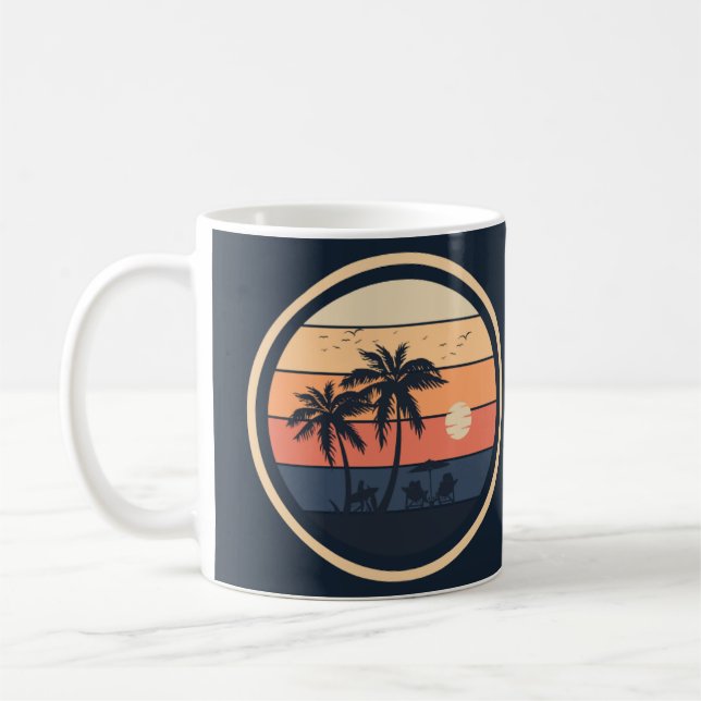 Beige and Orange Simple Sunset Coffee Mug (Left)