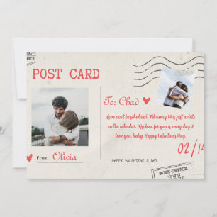 Beige and Red Aesthetic Happy Valentine's Day Card