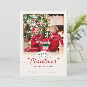 Beige and Red Family Christmas Holiday Card