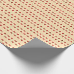 Beige and Red Pattern of Stripes Wrapping Paper
