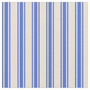 Beige and Royal Blue Coloured Pattern Fabric