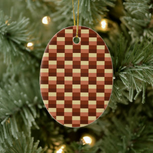 Beige and Rusty Color Blocks Ceramic Tree Decoration