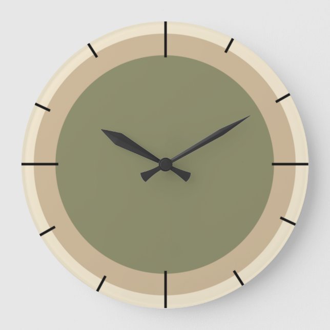 Beige and sage green  large clock (Front)