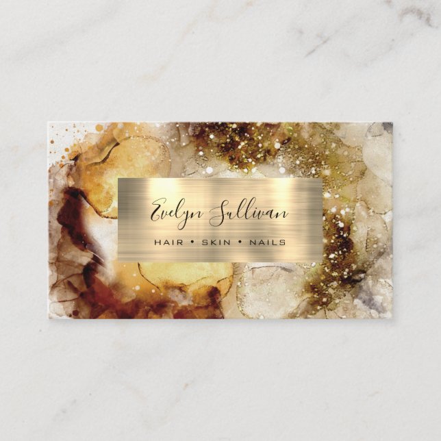 beige and sage green watercolor Business Card (Front)