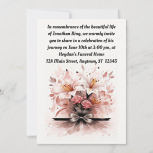 Beige and Sepia Lilies Celebration of Life Invitation