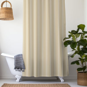 Beige and tan vertical stripes shower curtain