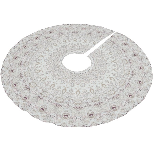 Beige and Taupe Mandala Pattern Design Brushed Polyester Tree Skirt (Angled)