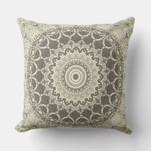 Beige and Taupe Mandala Pattern Design Cushion